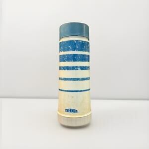 Thermos King Seeley 13” Vintage Blue White Striped - Functional